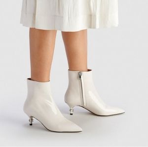 COACH Women's Jewel Kitten-Heel Booties - Chalk 7.5M